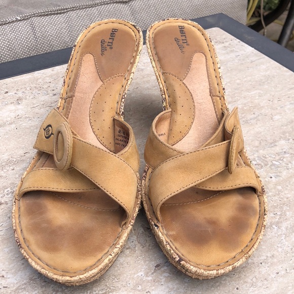 BORN Tropical Wedge Leather Strap Heeled Sandal - Picture 12 of 13